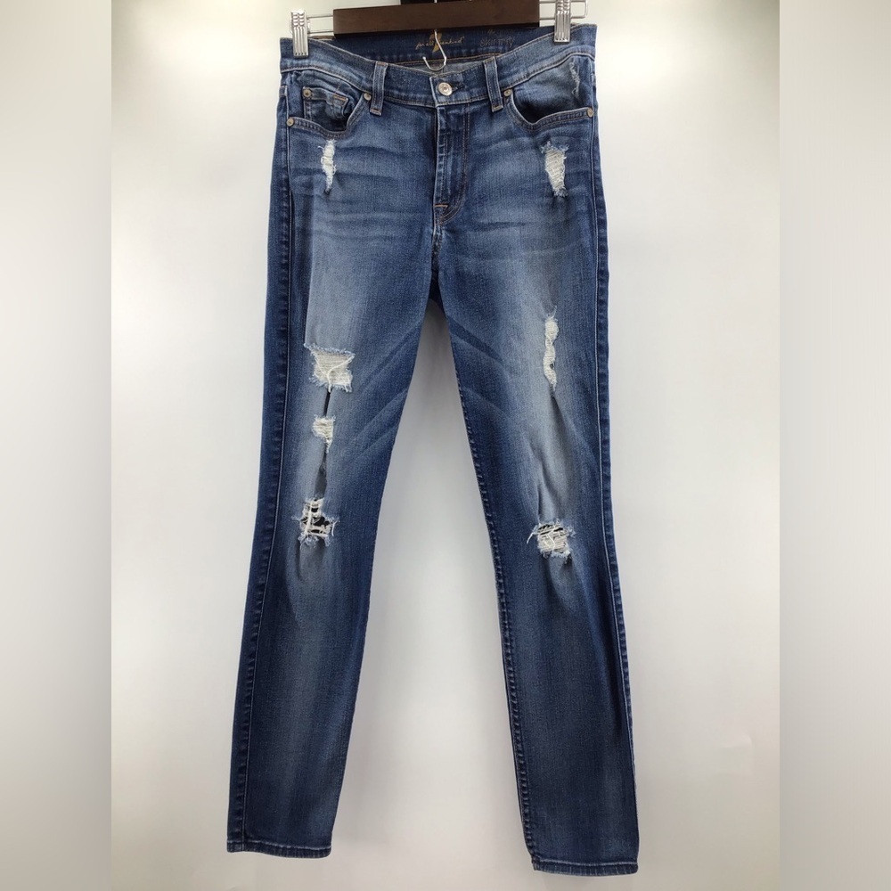 7 For All Mankind Blue The Ankle Skinny Jeans - Picture 2 of 16